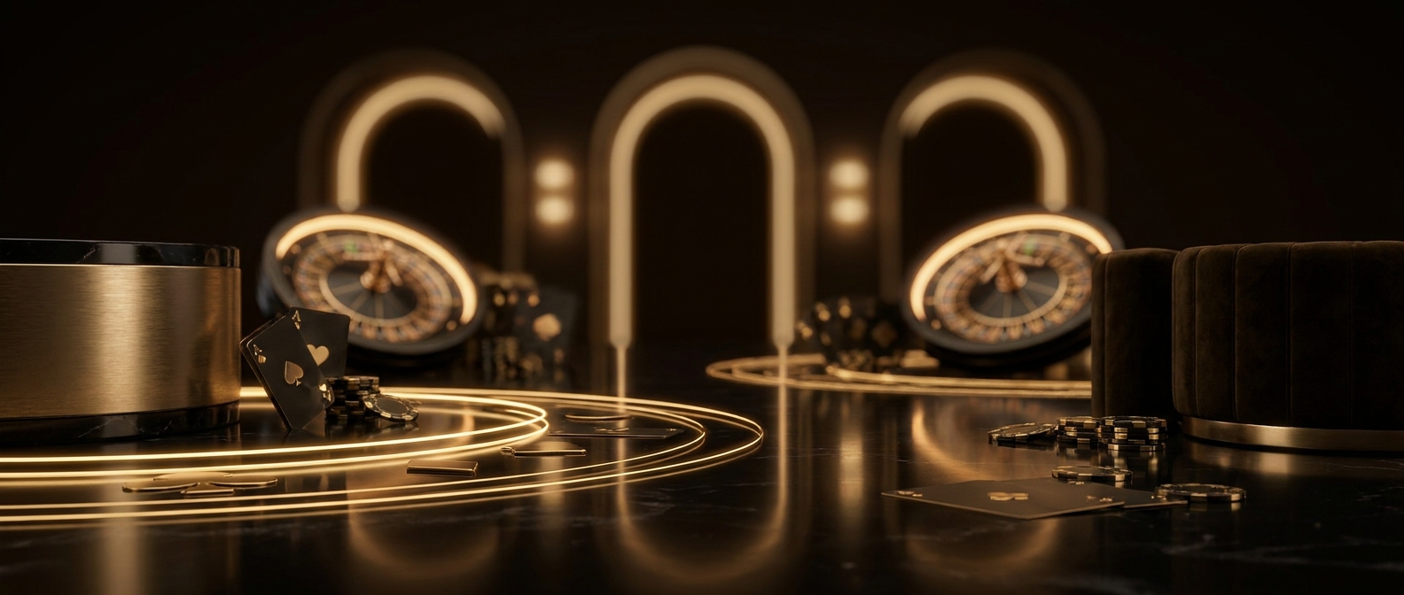 Casinò anonimi senza documenti — tavolo da gioco lussuoso con carte, fiches e roulette